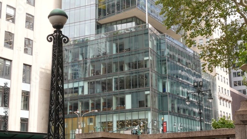 New York underground subway globe, metro orb lamp. Metropolitan entrance, Manhattan. 42 street near Library, Bryant Park, Fifth 5 avenue. Public transport station entrance, Midtown business district.