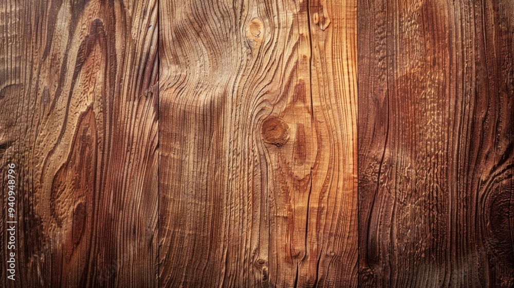 Close-up photo of pine wood panelling in a rich brown colour, with even texture, knots, bumps and undulations. Close-up photo of pine wood panelling in a rich brown colour, with even texture, knots, bumps and undulations.