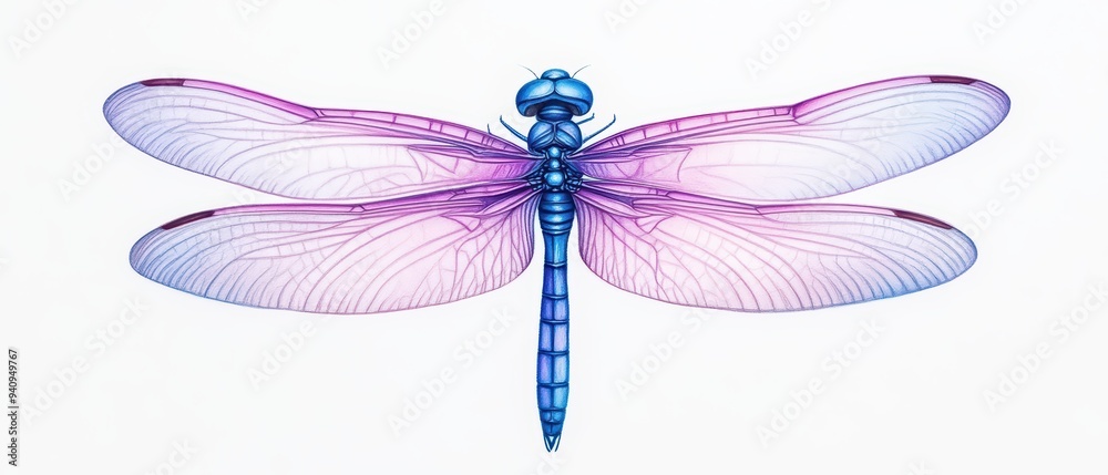 Stunning digital illustration of a dragonfly showcasing vibrant blue and purple wings in a minimalist design. Stunning digital illustration of a dragonfly showcasing vibrant blue and purple wings in a minimalist design.