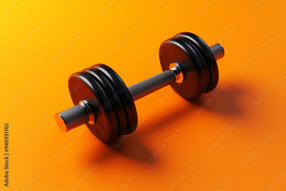 Fitness Technology Represented: 3D Dumbbell Icon Isolated on White
