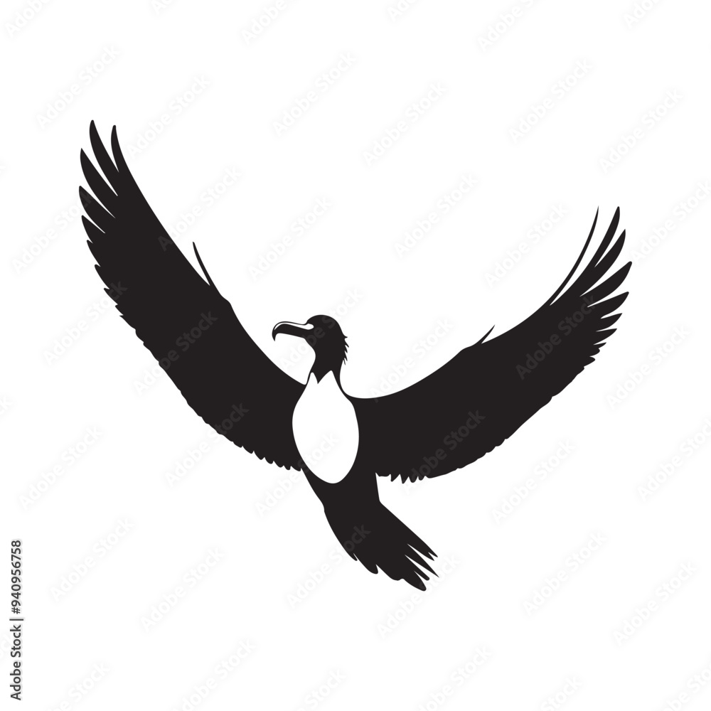 Fototapeta premium Frigatebird line art vector silhouette with white Background