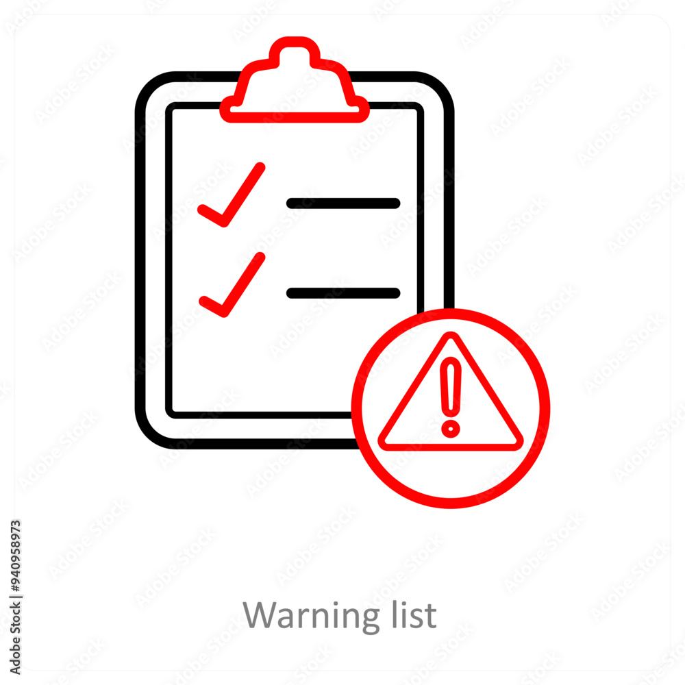 Warning List And Checklist Icon Concept Warning List And Checklist Icon Concept
