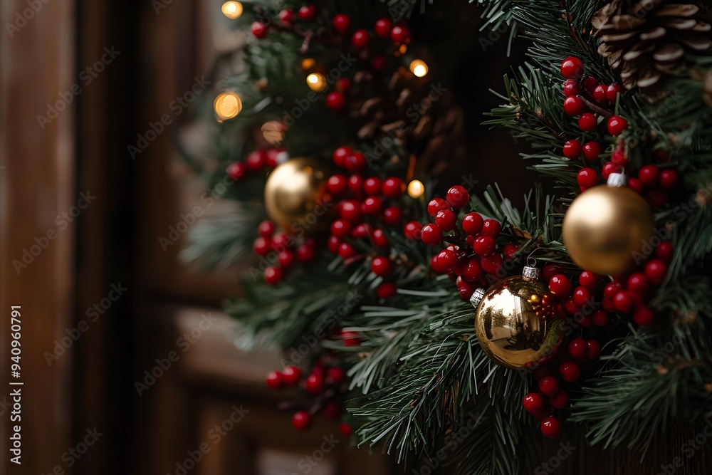 Elegant Holiday Garland with Shimmering Ornaments and Natural Elements Elegant Holiday Garland with Shimmering Ornaments and Natural Elements