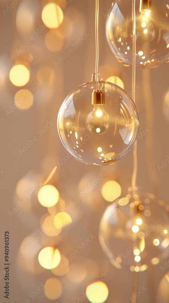 LED holiday lights, soft warm glow, 3D Blender style, isolated on blue, close-up, cozy minimal design, with space for text