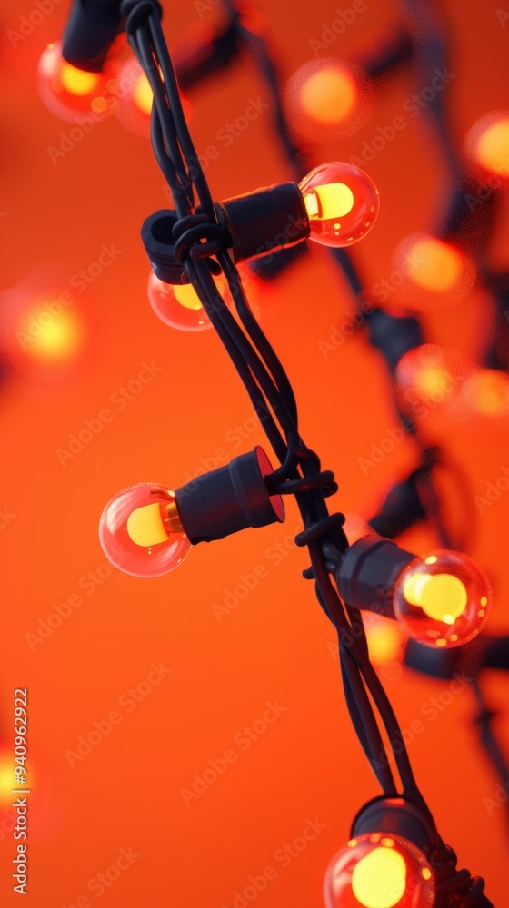 LED holiday lights, cozy warm glow, 3D Blender style, isolated on yellow background, cute minimal design, with space for text LED holiday lights, cozy warm glow, 3D Blender style, isolated on yellow background, cute minimal design, with space for text