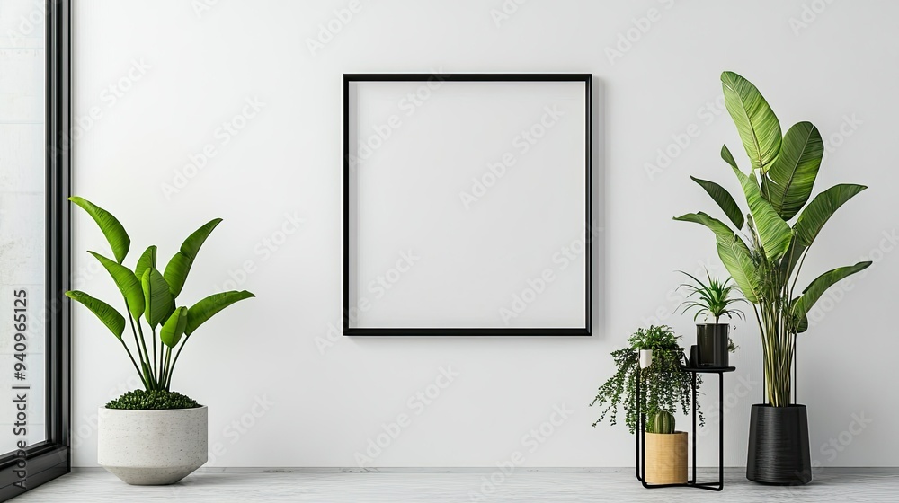 Minimalist decor with a photo frame centered on a plain white wall, emphasizing a simple, modern aesthetic. - Minimalist decor with a photo frame centered on a plain white wall, emphasizing a simple, modern aesthetic. -