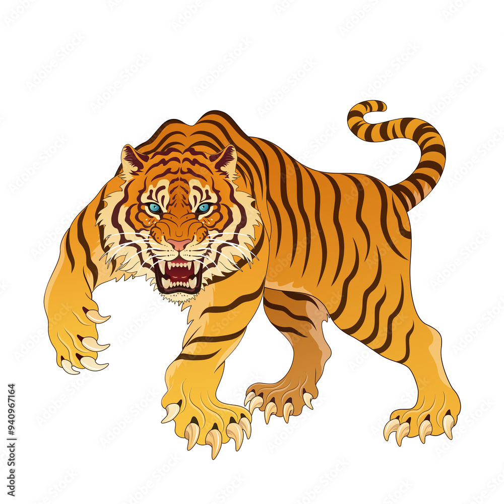Obraz premium Tiger illustration transparent background tattoo design