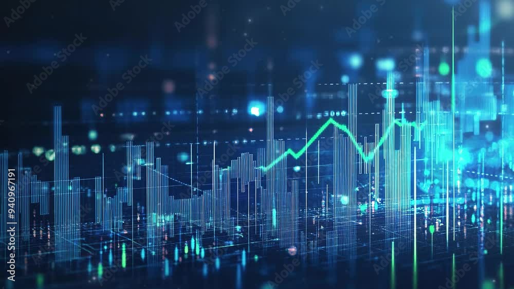 Global business. Stock market or financial data. Financial chart background. Bar graph and line chart depicting stock market growth. Symbolize world business or trade. Financial graphs. Market grow