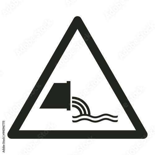 ISO warning safety signs_warning ; sewage effluent outfall_symbol and pictogram only_black and white edition