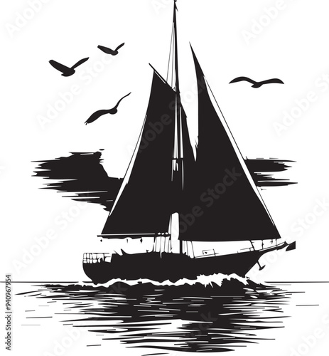 silhouette of a sailing boat
