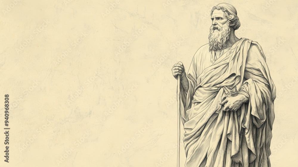 Fototapeta premium Zophar’s Teaching on Humility in the Bible - Illustration of Zophar Warning About the Dangers of Pride and Stressing Humility, Beige Background