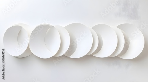67. Minimalist 3D wall art featuring a series of simple circle paper cutouts with subtle shadowing