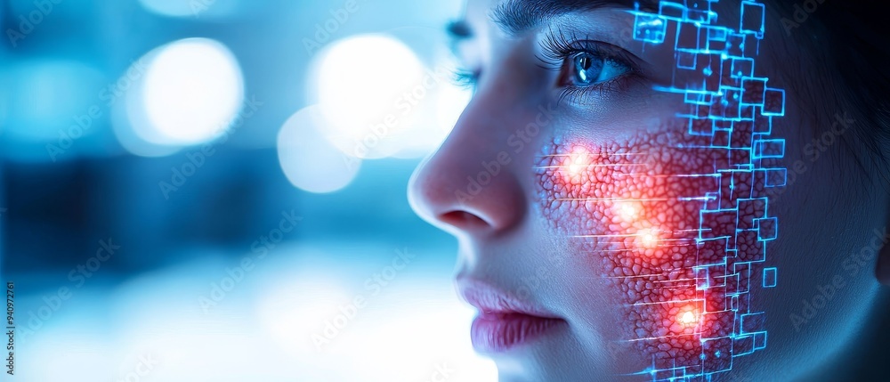 A person with a visible skin disorder, with layers showing both surface and internal effects, Illness, Skin condition analysis A person with a visible skin disorder, with layers showing both surface and internal effects, Illness, Skin condition analysis