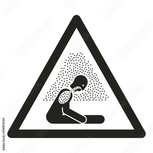 ISO warning safety signs_warning ; asphyxiating atmosphere_symbol and pictogram only_black and white edition
