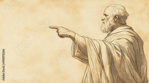 Eliphaz’s Message in the Bible - Illustration of Eliphaz Speaking of God’s Greatness and the Futility of Human Questioning, Beige Background