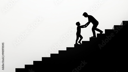 Wallpaper Mural Silhouette of a person helping another up stairs Torontodigital.ca