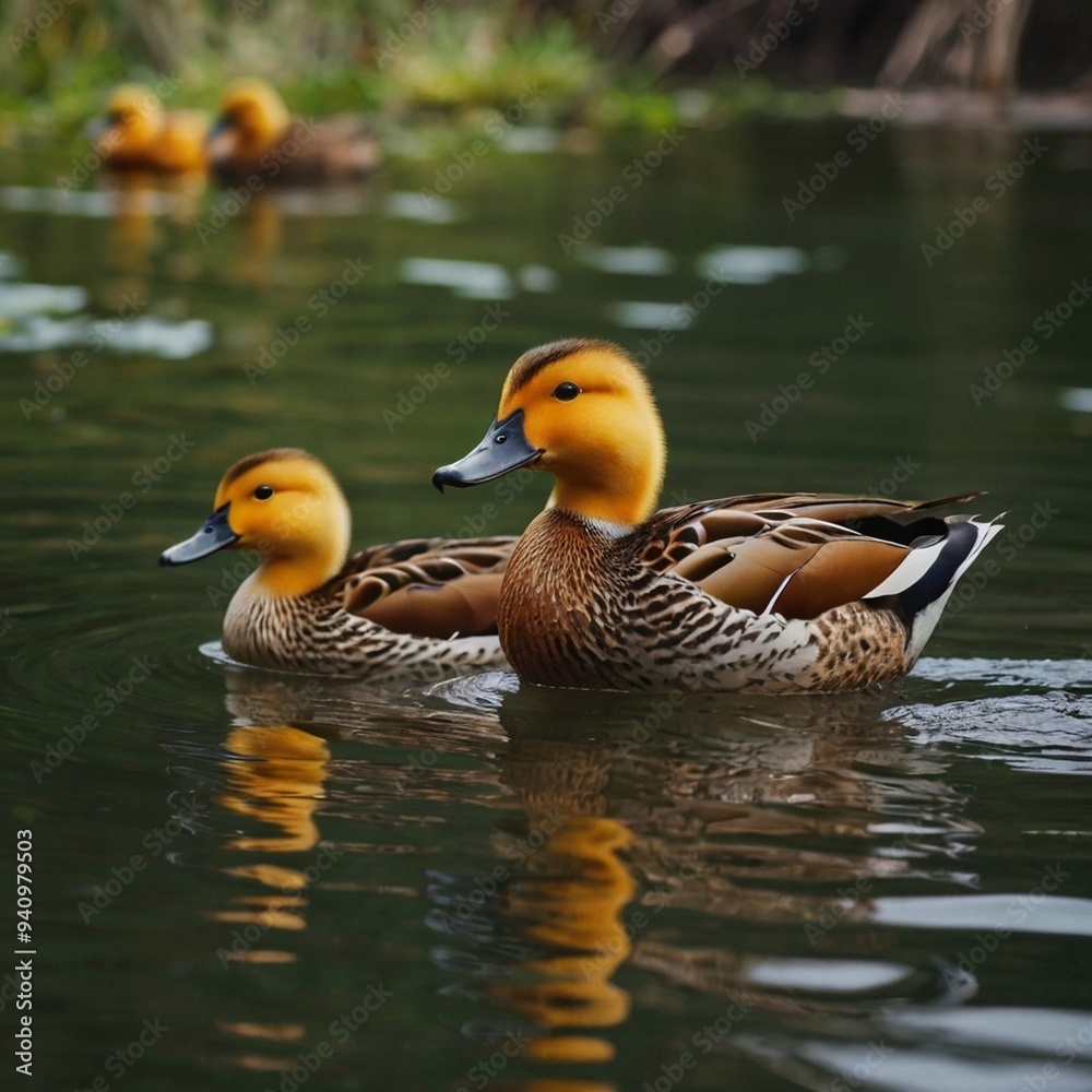 Fototapeta premium duck and ducklings