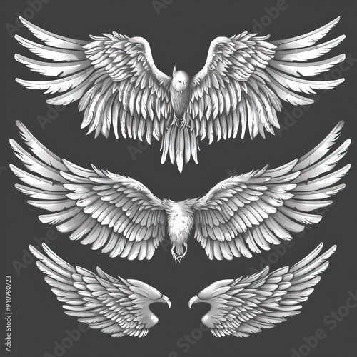 Illustration of wings collection set