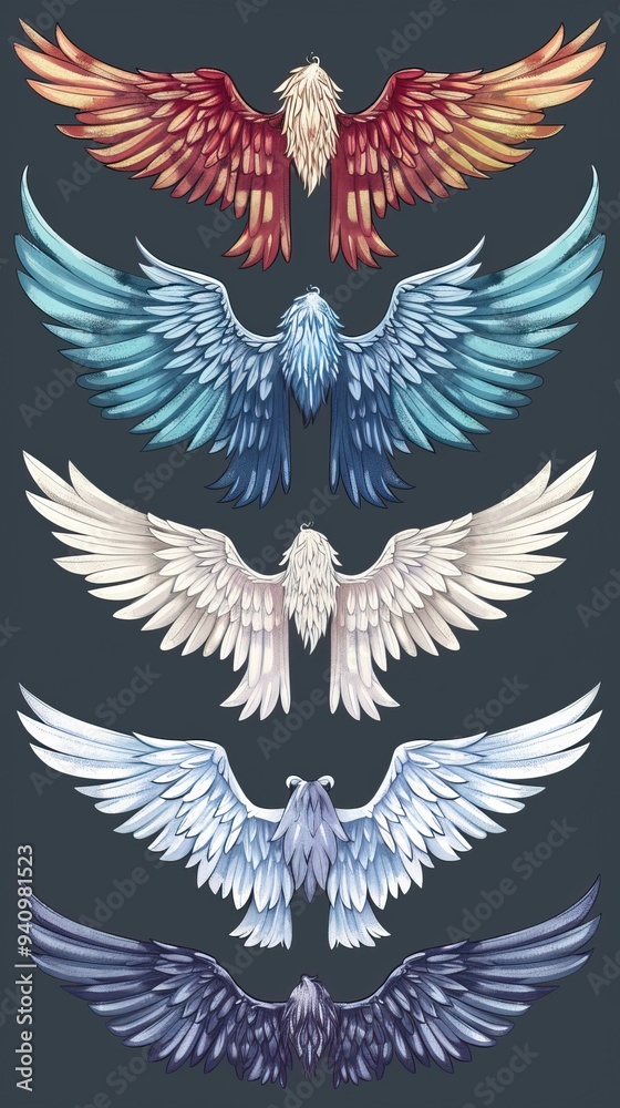 Illustration of wings collection set Illustration of wings collection set