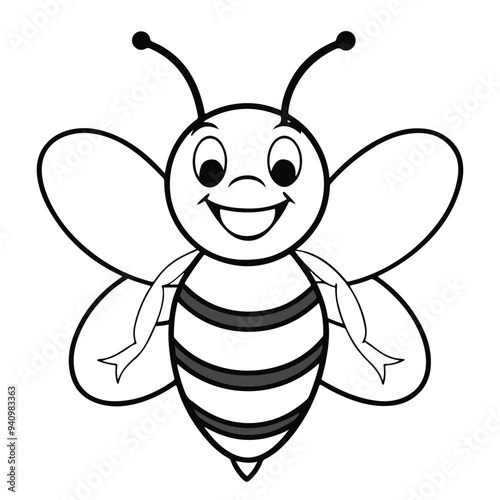 Cute Honey Bee Vector Illustration | Cartoon Bumblebee, Pollination, Nature, Spring, Garden, Wildlife"