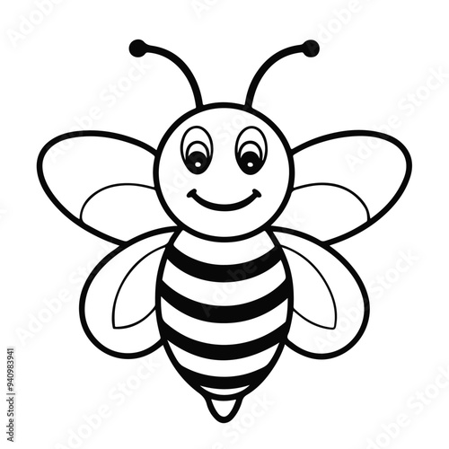 Cute Honey Bee Vector Illustration | Cartoon Bumblebee, Pollination, Nature, Spring, Garden, Wildlife"