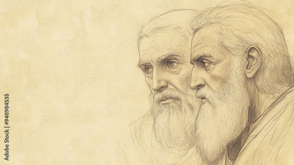 Eliphaz’s Warning to Job in the Bible - Illustration of Eliphaz Looking at Job with Concern and Sternness, Speaking of Sin’s Consequences, Beige Background Eliphaz’s Warning to Job in the Bible - Illustration of Eliphaz Looking at Job with Concern and Sternness, Speaking of Sin’s Consequences, Beige Background