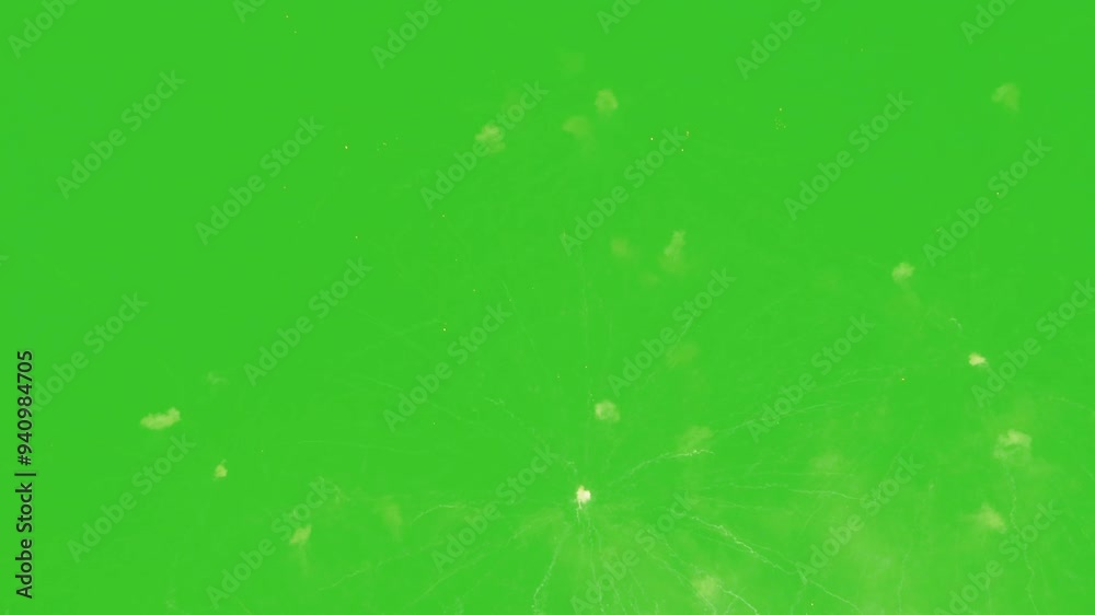 Bright lightning firework display during the festival celebration on green screen background