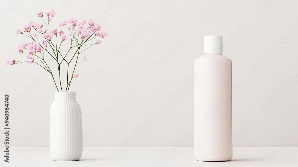 Hair treatment bottle with clean, eco-friendly packaging, sustainable beauty, modern design Hair treatment bottle with clean, eco-friendly packaging, sustainable beauty, modern design