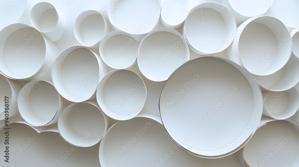 29. Contemporary 3D wall art with interspersed circle paper cutouts in a cascading layout 29. Contemporary 3D wall art with interspersed circle paper cutouts in a cascading layout
