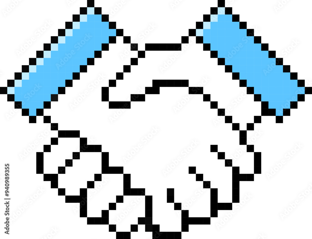 Handshake icon. Pixel style. Partnership symbol. Handshake icon. Pixel style. Partnership symbol.