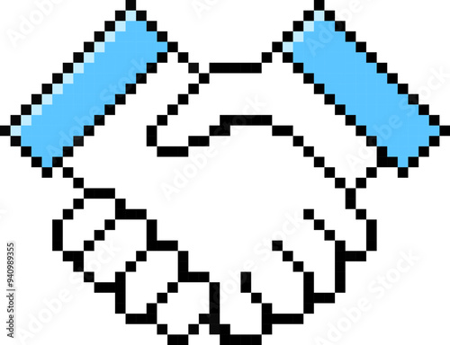 Handshake icon. Pixel style. Partnership symbol.
