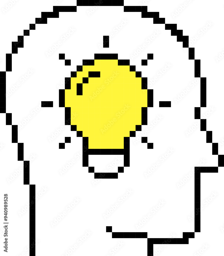 Fototapeta premium Idea icon. Creative symbol. Pixel style.