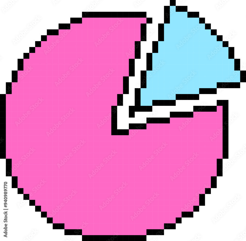 Statistic icon. Pixel style. Pie chart symbol. Statistic icon. Pixel style. Pie chart symbol.