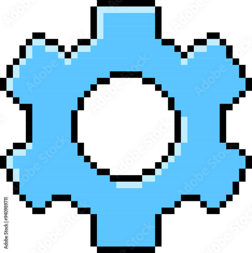 Gear icon. Engineering symbol. Pixel style.