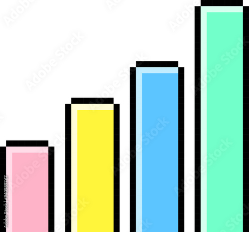 Growth icon. Pixel style. Statistic symbol.