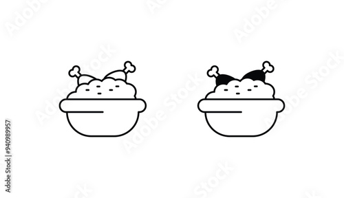 Chicken Rice icon design with white background stock illustration