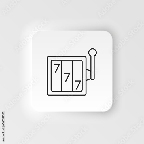 Casino, gambling, jackpot machine, arcade neumorphic style vector icon. Neumorphism style. Casino, gambling jackpot machine arcade neumorphic style vector icon. Neumorphism style on white background.