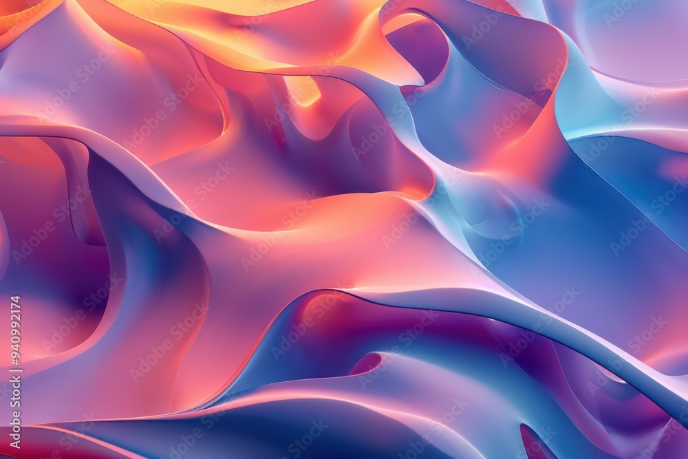 Obraz premium Multilayer wavy blue color background. Cover layout material design template