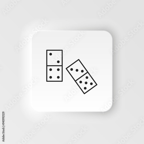 Domino, retro, arcade neumorphic style vector icon. Neumorphism style. Domino retro arcade neumorphic style vector icon. Neumorphism style on white background.