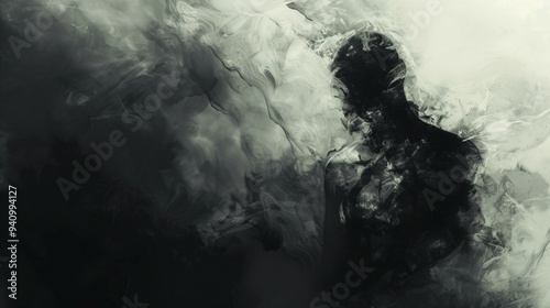 Wallpaper Mural Abstract Shadows of the Soul: Dark Forms Blending into Hidden Depths, Minimalistic Approach Reflecting Hidden Depression Torontodigital.ca