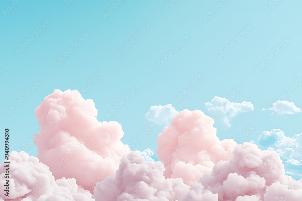 Soft pink clouds float against serene blue sky, evoking sense of calm and tranquility. Soft pink clouds float against serene blue sky, evoking sense of calm and tranquility.