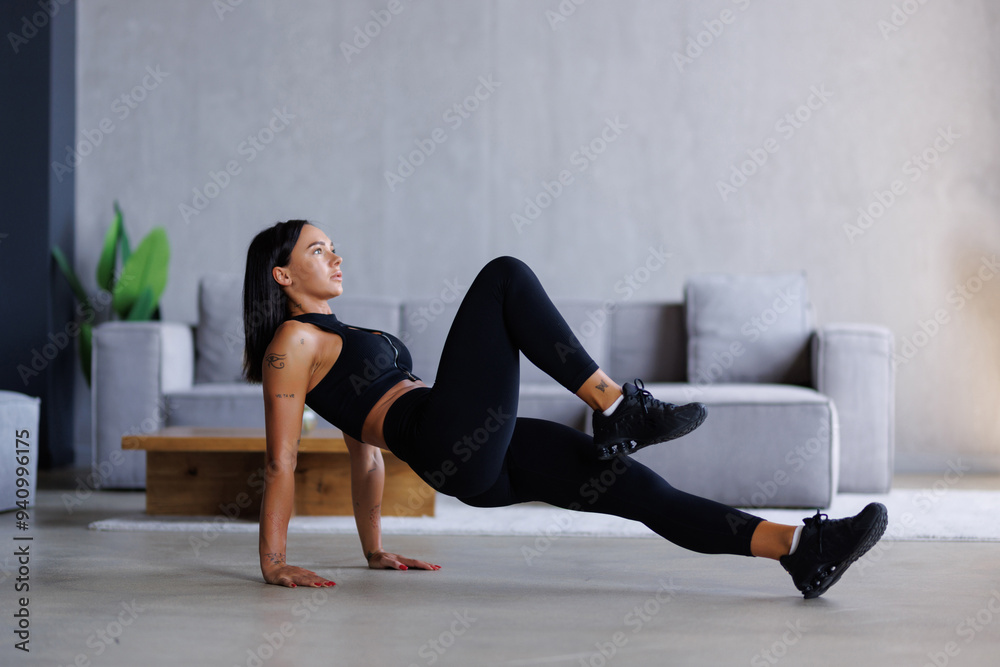 Young attractive yogi woman practicing yoga at home Young attractive yogi woman practicing yoga at home