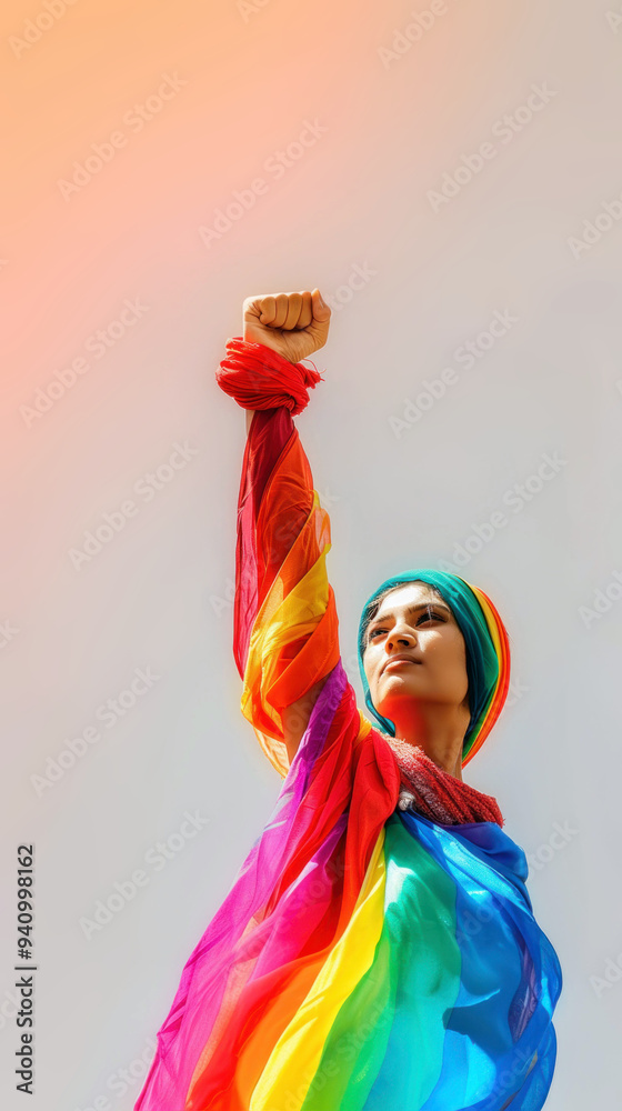 Naklejka premium Pride Protest with Raised Fist. Generative ai