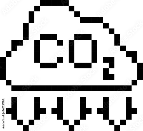 Co2 icon. Atmosphere symbol. Pixel style.