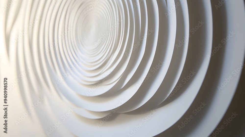 13. Abstract 3D wall art with concentric circle paper cutouts casting dynamic shadows