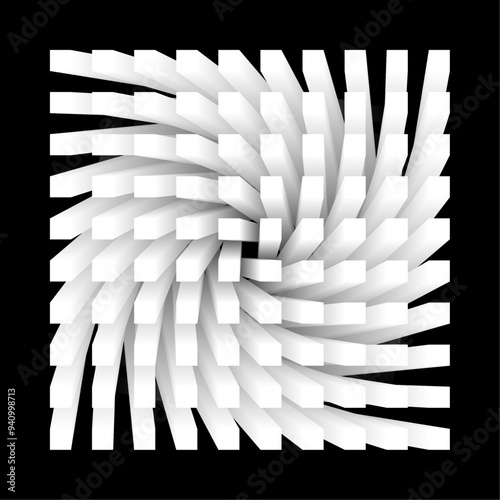 Extruded matrix grid of black and white abstract 3d cubes