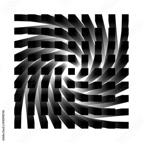 Extruded matrix grid of black and white abstract 3d cubes