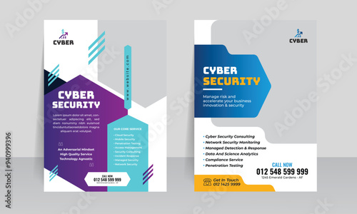 Cyber security flyer template design