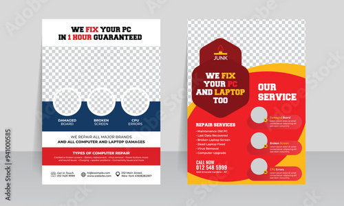Computer repair service flyer template