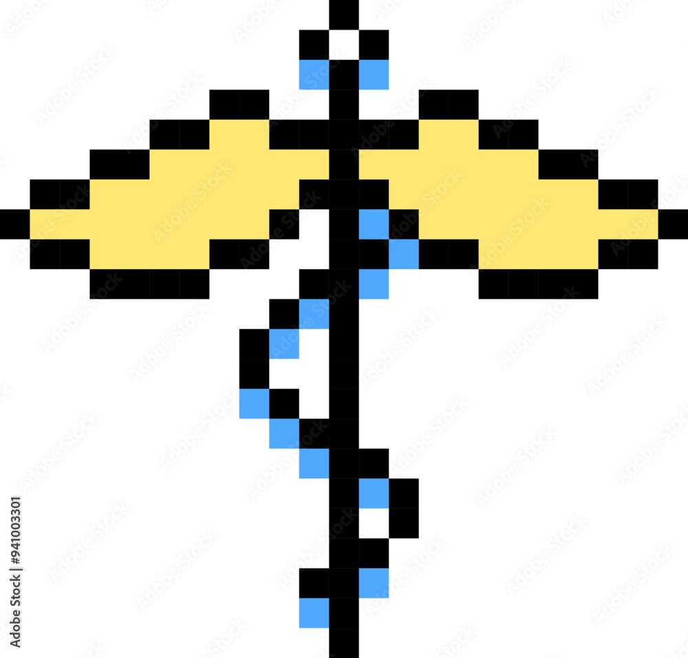 Obraz premium Caduceus icon. First aid symbol. Pixel style.
